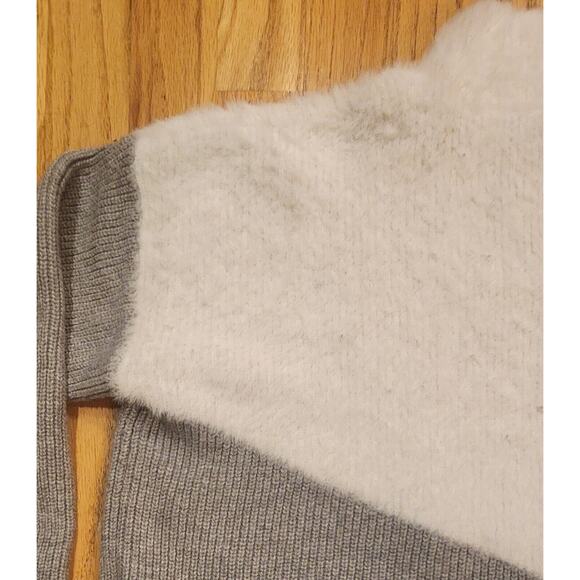 Vince Camuto Womens White Gray Asymmetric Sweater Blouse Long Sleeve size Large - Picture 3 of 10